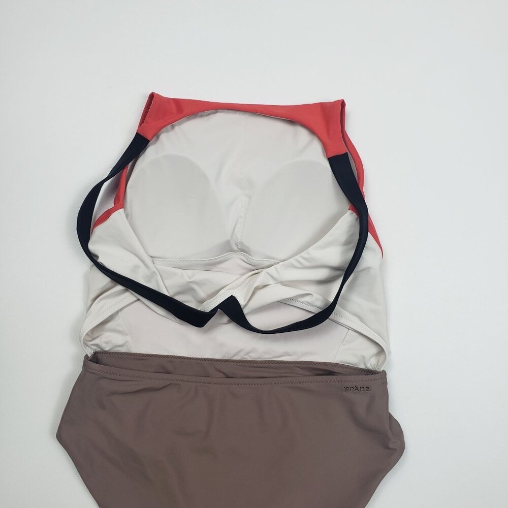 Prana Baja Bound Cutout One Piece Swimsuit Women's Sz Small Rose Fire Colorblock - Picture 11 of 16